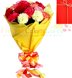 send bouquet of 10 mix carnations delivery