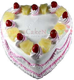 send 2Kg Eggless Pineapple Heart Shape delivery