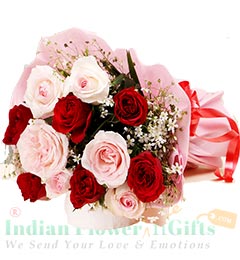 send Red Pink Roses Bouquet delivery