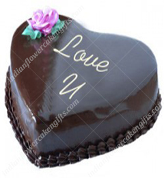 send 1Kg Eggless Heart Shaped Chocolate Truffle Cake delivery
