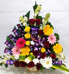 send  Mix Flowers Cadbury Dairy Milk Chocolates Bouquet delivery