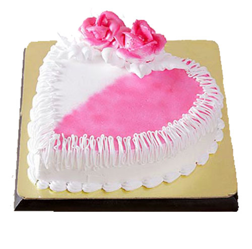 send 1Kg Heart Shaped Strawberry Cake delivery