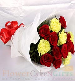 15 Red n Yellow Roses