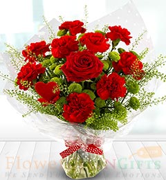 Carnations n Rose Flower Arrangement