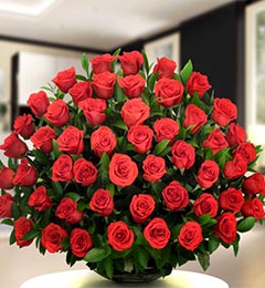 Red Roses Flower Basket