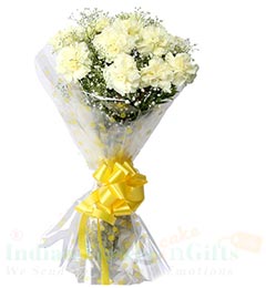 send White Carnations Flower Basket delivery