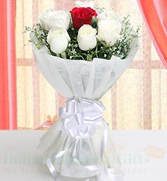 send 6 Red n 6 White Roses bouquet delivery