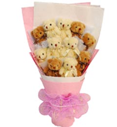 send 12 Teddy bouquet delivery