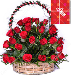 50 Red Roses Basket