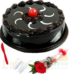 send Half Kg Chocolate Cake Candle Greeting Card delivery