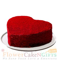 send 1Kg heart shaped Red velvet Cake  delivery