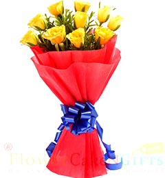 send 10 Yellow Roses Flower Bouquet delivery