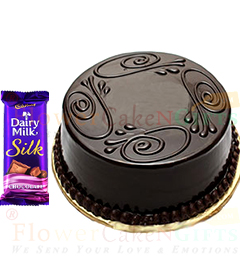 send Half Kg Chocolate Truffle Cake n Dairy Milk Silk Chocolate delivery