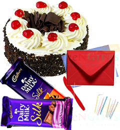 send half kg black forest cake 2pcs chocolate n card delivery