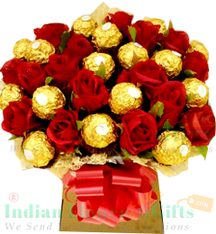 send Roses n Ferrero Rocher Chocolate Bouquet delivery
