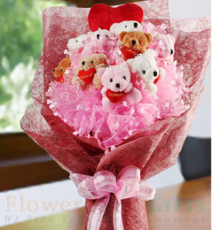 send 10 Teddy bouquet delivery