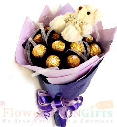 send Teddy Ferrero Rocher chocolate bouquet delivery