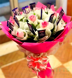 send Pink Roses chocolate bouquet delivery