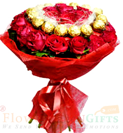 send Red Roses Ferrero Rocher chocolate bouquet delivery