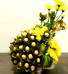 send Ferrero Rocher Carnation Flower Basket delivery