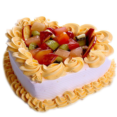 send 2Kg Fruit Eggless Heart Shape Cake delivery