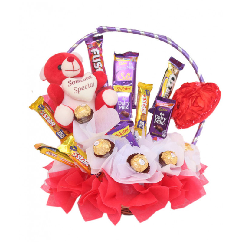 send Teddy And Chocolate gift baskets delivery