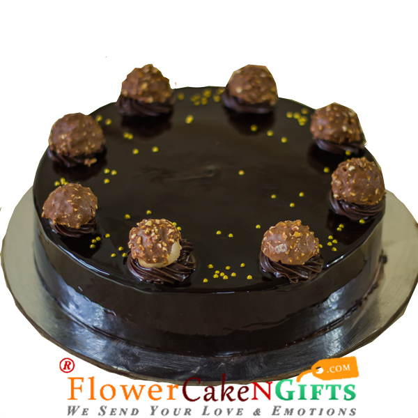 send 1kg Eggless Ferrero Rochers Chocolate Cake delivery