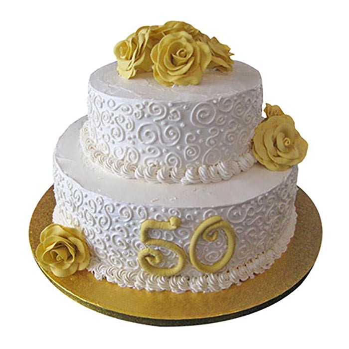 send 4kg Anniversary Fondant 2 Tier Cake delivery