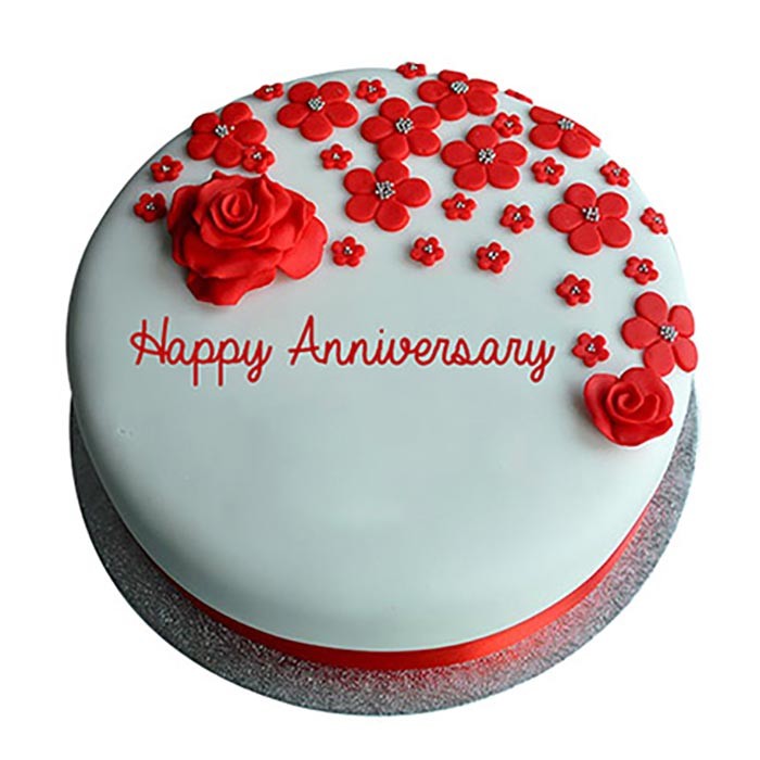 send 1kg Anniversary Fondant Roses Cake delivery