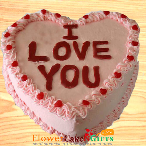 send 1Kg Strawberry Cake Heart Shape delivery