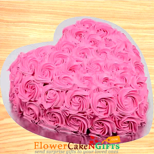 Blooming Affection: Heart Shaped Red Rose Fondant Cake
