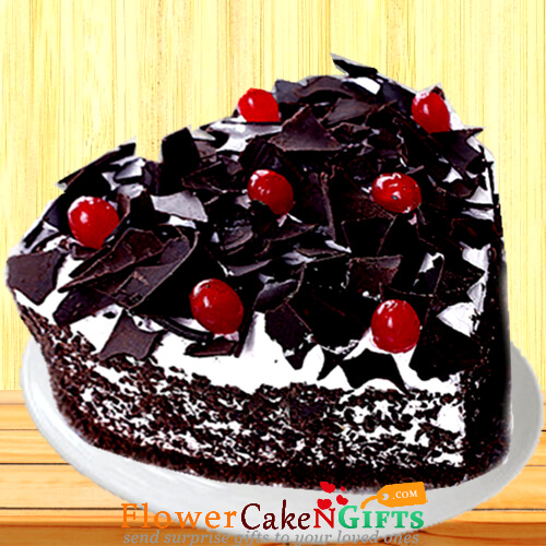 send 1kg Heart Shape Black Forest Cake delivery