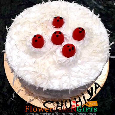 send half kg eggless white forest cake delivery