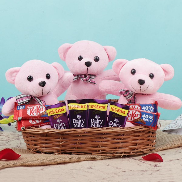 send Teddy and Chocolate Basket delivery