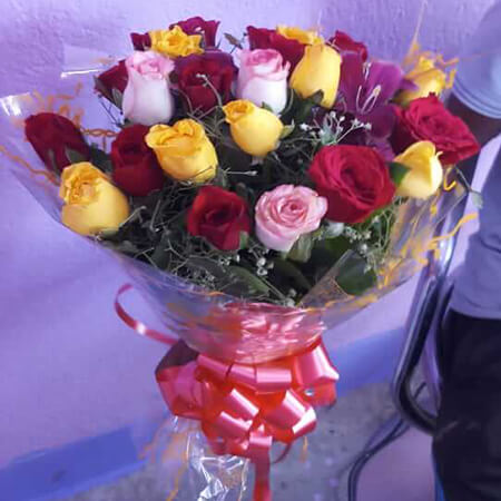 send 16 mix roses bouquet delivery