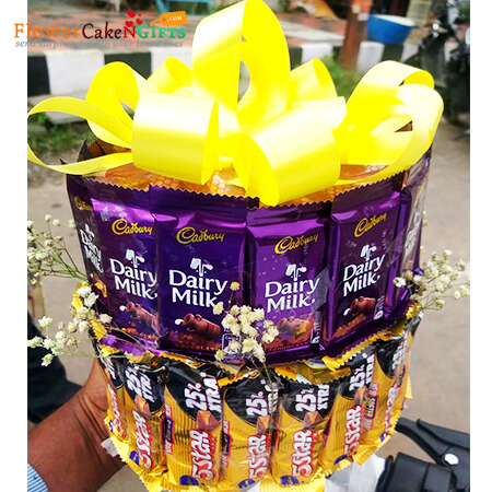 send dairy milk n 5 star two layer chocolate bouquet delivery