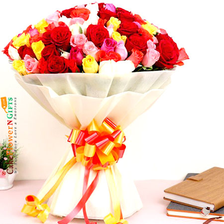 send 50 Mix Roses Bouquet delivery