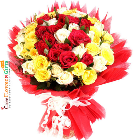 send 45 Mix Roses Bouquet delivery