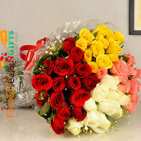 send 40 Mix Roses Bouquet delivery