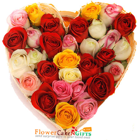 send 35 red roses heart shaped arrangement delivery
