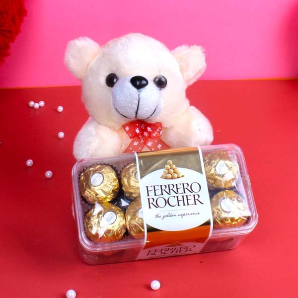 send teddy with ferrero rocher chocolate delivery
