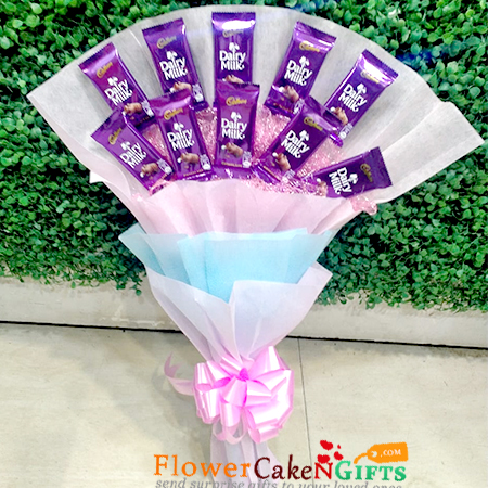 send designer cadbury dairy milk chocolate bouquet delivery