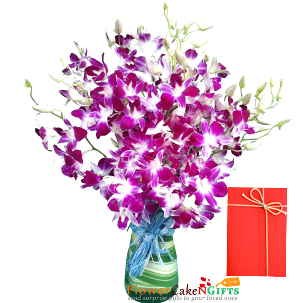 send 10 purple orchid in a vase delivery