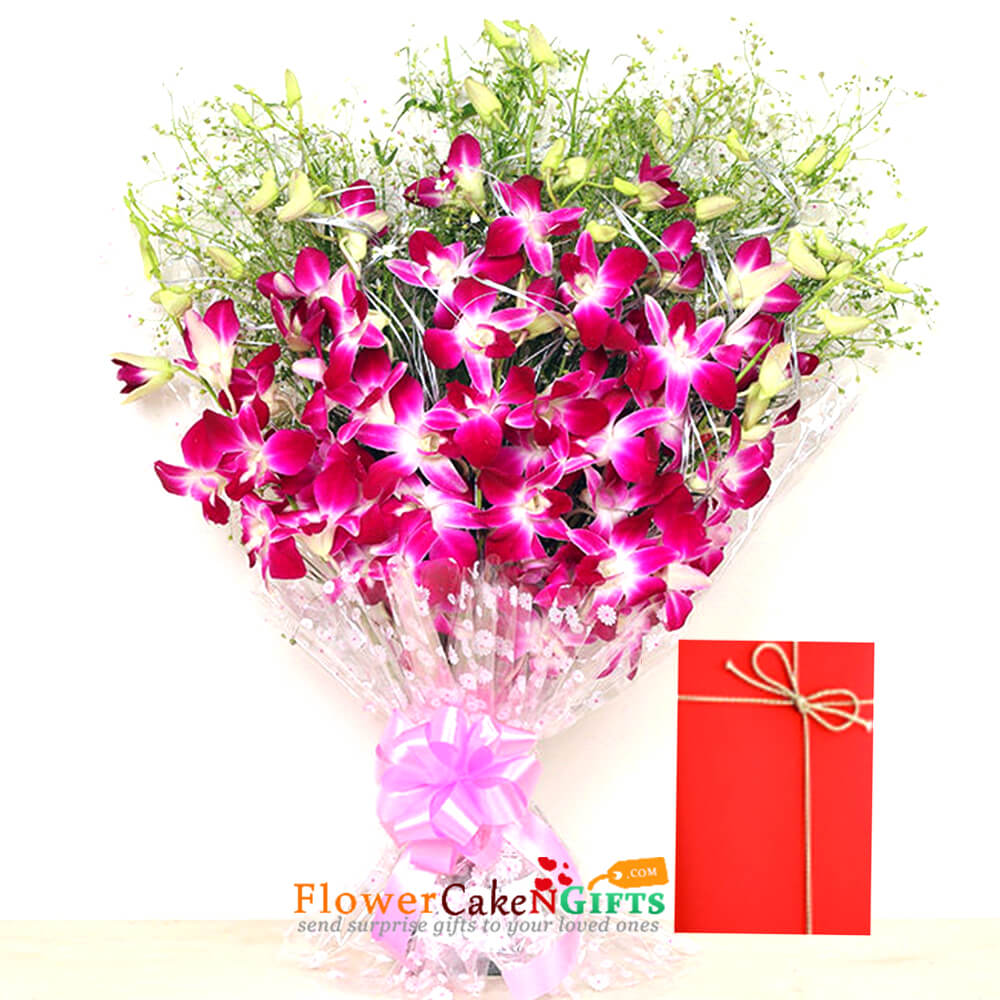 send 7 purple orchid bouquet delivery
