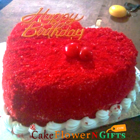 send half kg eggless heart shape red relvet cake1 delivery