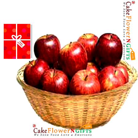 send 3 kg apple basket and greeting card  delivery
