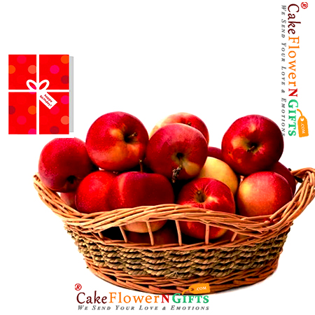 send 5 kg apple basket and greeting card delivery