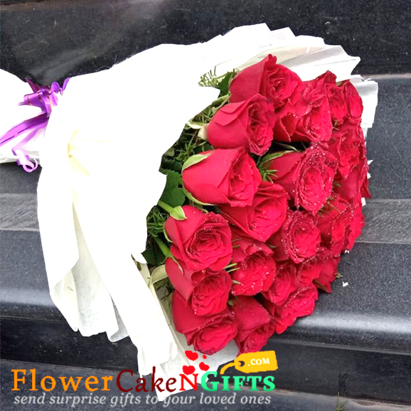 send 25 red roses flower bouquet delivery