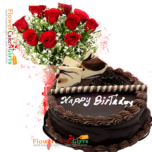 Send a simple 12 Pink Rose with pineapple cake (500 gms) - Free & On-Time  Delivery | Delhi NCR