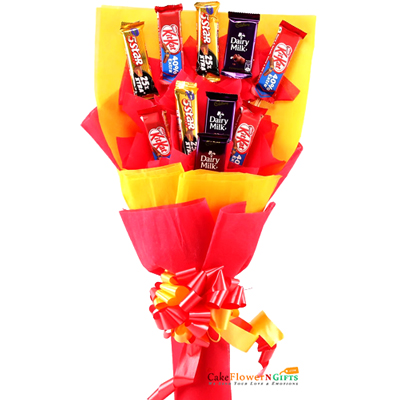 send dairy milk kitkat 5 star assorted chocolate bouquet delivery